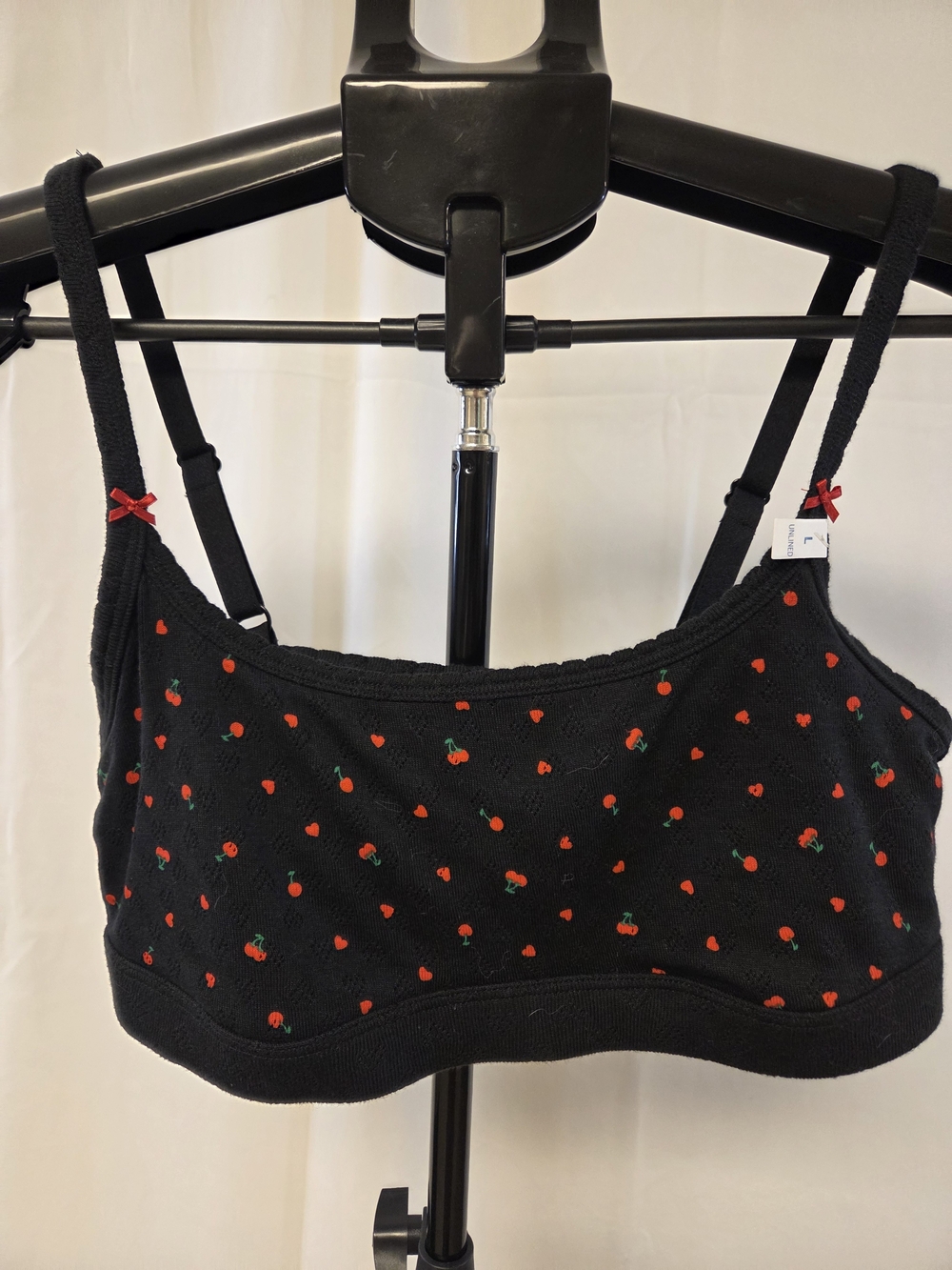 PINK Victoria's Secret Black Cherry Print Bralette - Black with Red